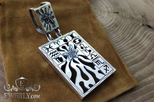 Серебряный кулон с символами знаков зодиака, фото