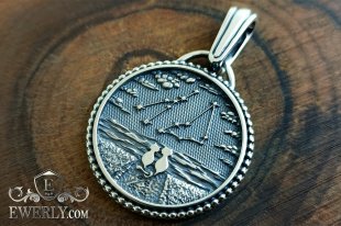 Кулон из серебра - кошка и кот у моря. Созвездия Козерога и Тельца, фото